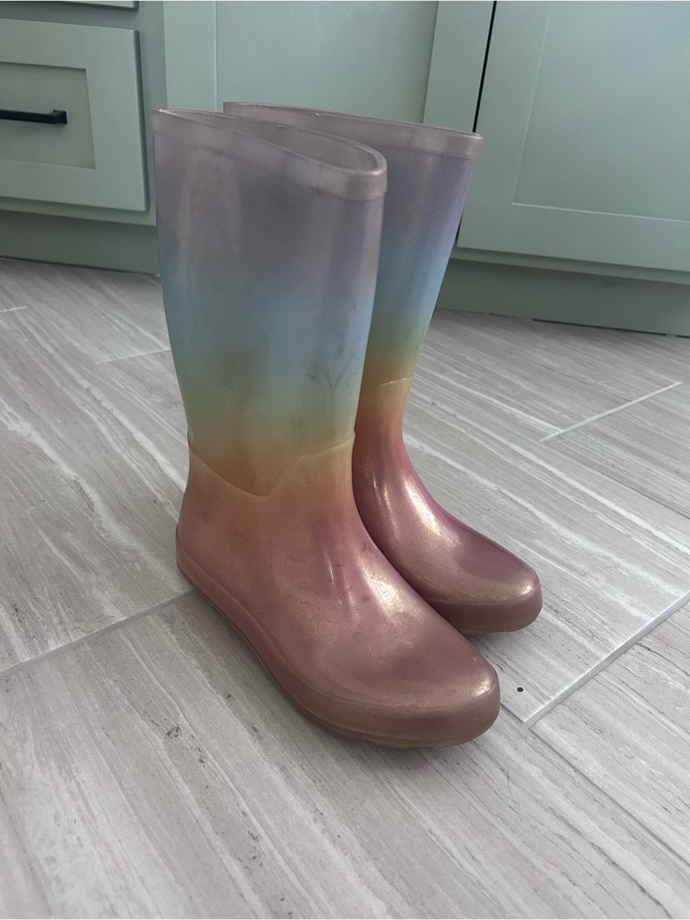 Target Iridescent Gradient Women's Rain Boots - Pink, Blue, Yellow